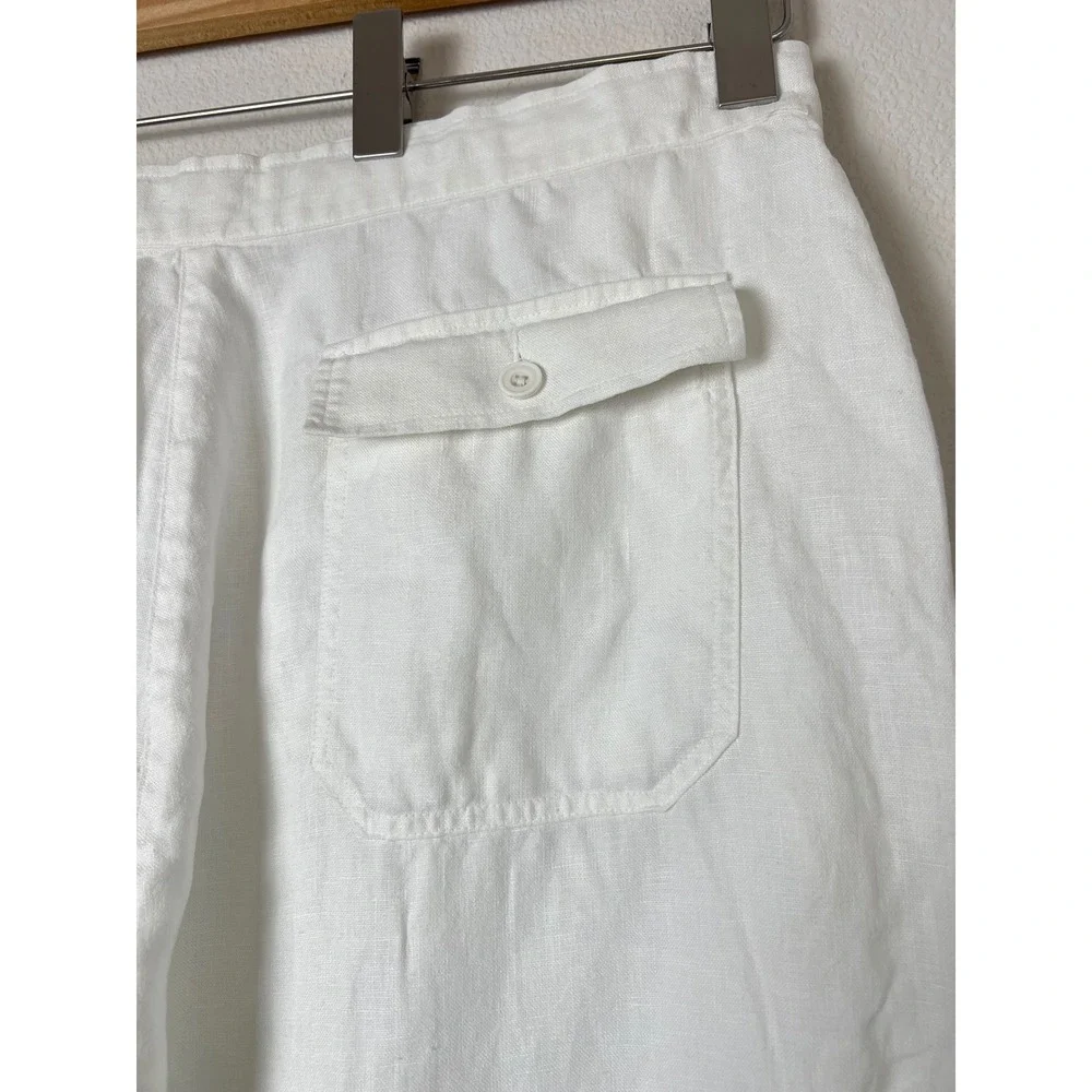 Brandini Mens XL White 100% Linen Drawstring Straight‎ Leg Pants Beach Resort